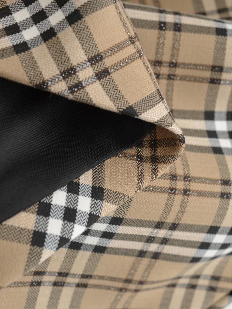 AY727-25 Autumn Plaid Skirt with Lace Waistband and Bow Detail