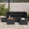 Garden Sofa Set with Cushions 5 pcs Black Poly Rattan