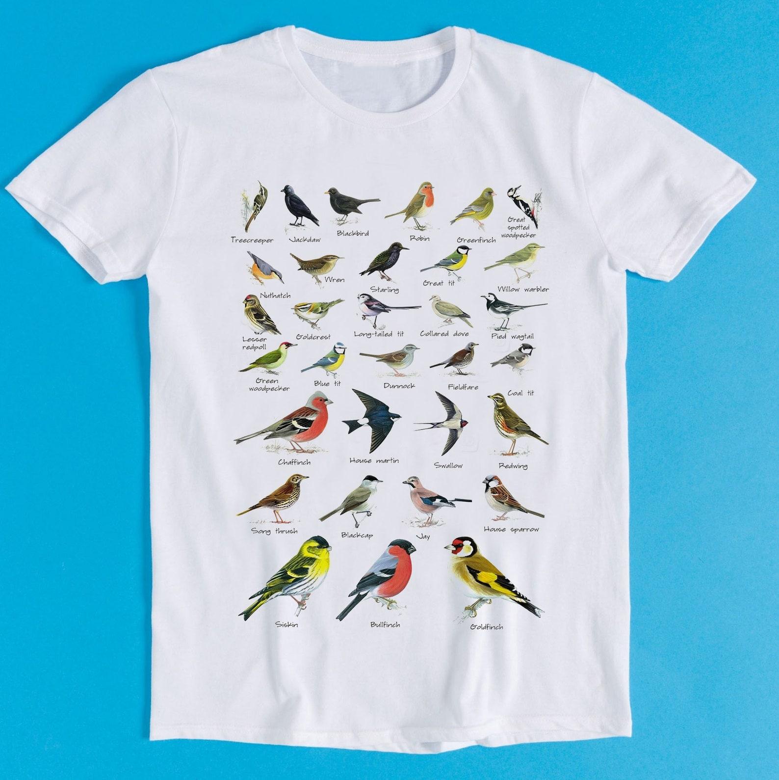 British Garden Birds Art Drawing Gamer Cult Meme Movie Music Gift Tee T-Shirt K347 S