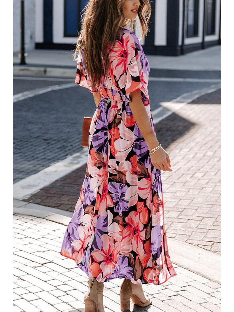 Summer 2025 Women's Fashion: Sexy High-Waisted Print Slit Dress
