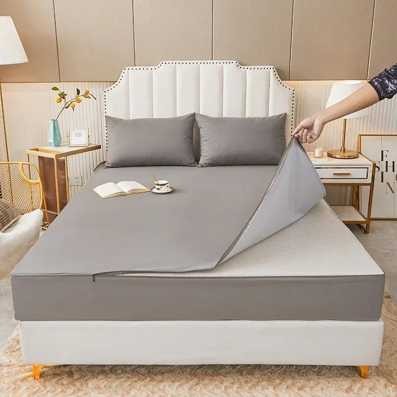 Waterproof Mattress Cover with Zipper 6-Sides All Inclusive Mattress Protector Bed Cover Anti-slip Fitted Bed Sheet Customizable