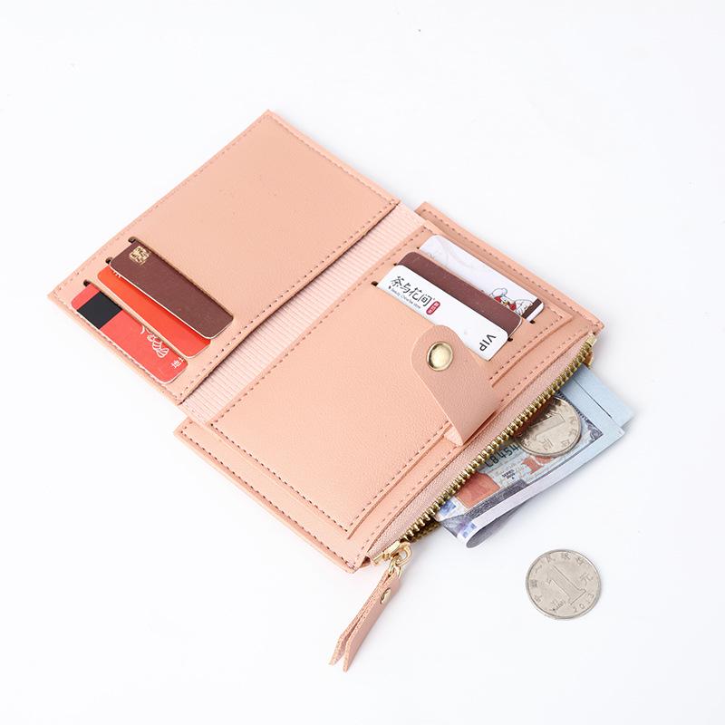 Women's Candy Color Ultra-Thin Zipper Card and Coin Holder