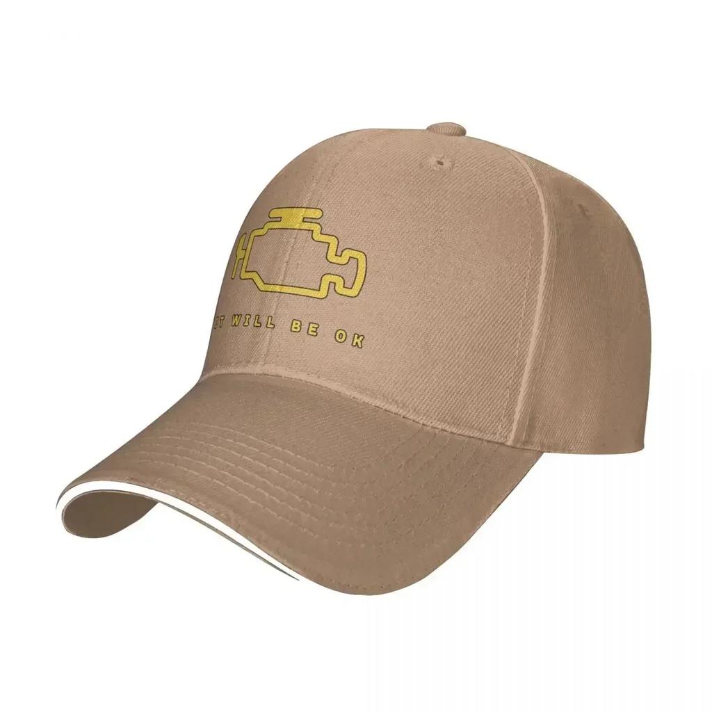 Mechanic Auto Repair Check Engine Light Baseball Caps Fashion Sandwich Caps Unisex Breathable Sun Cap Fishing