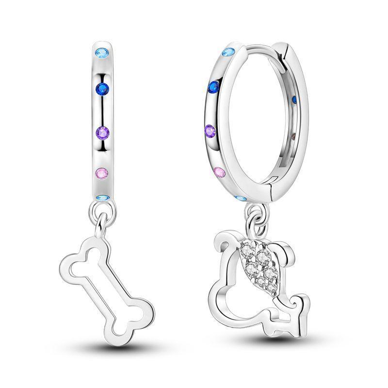 Orstarry 925 Silber Creolen Damen Schmuck Funkelnde Katzen Hunde Tier Ohrstecker Hochzeitsjubiläum Geschenk