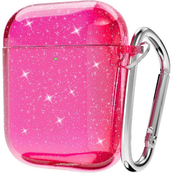 Svanove for Airpods Case Clear Glitter, Sparkly Bling Cute Airpods 1st 2nd Generation Case with Keychain, Hard Shell Girly Y2k Aesthetic Airpods