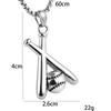 Mode Doppel Baseballschläger Boutique Halskette Anhänger Herren- und Damen Titanstahl Lange Edelstahlkette