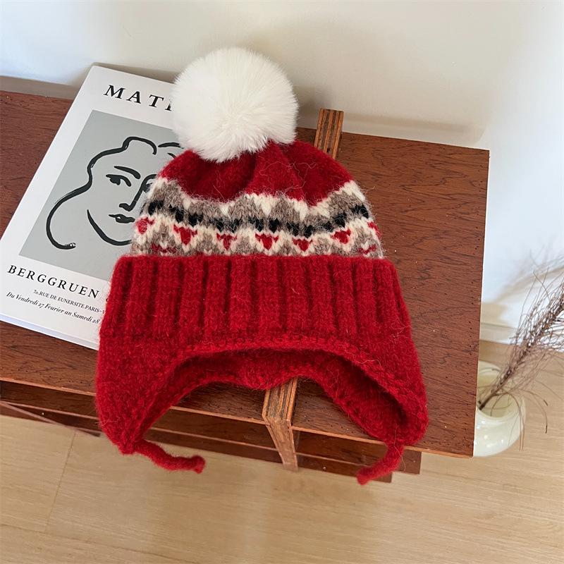 Căciulă tricotată coreeană cu pompon pentru copii - Protecție caldă pentru urechi pentru băieți și fete