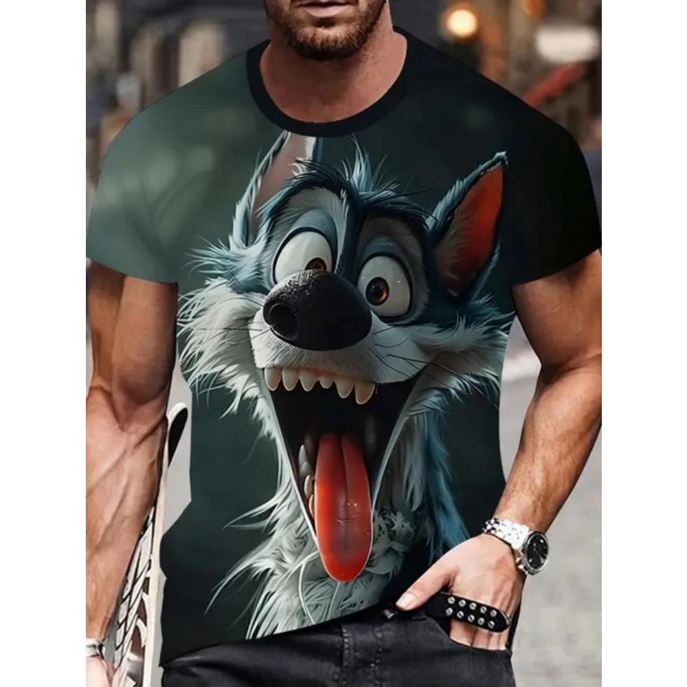 Summer Interesting Animal 3D Printed Men's T-shirt Loose Breathable Large Size Short Sleeved T-shirt