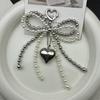 Sweet Bowknot Heart Keychain Pendant Lovely Beaded Hanging Decorations Keyring Charm Phone Lanyard Phone Charm Bag Pendant