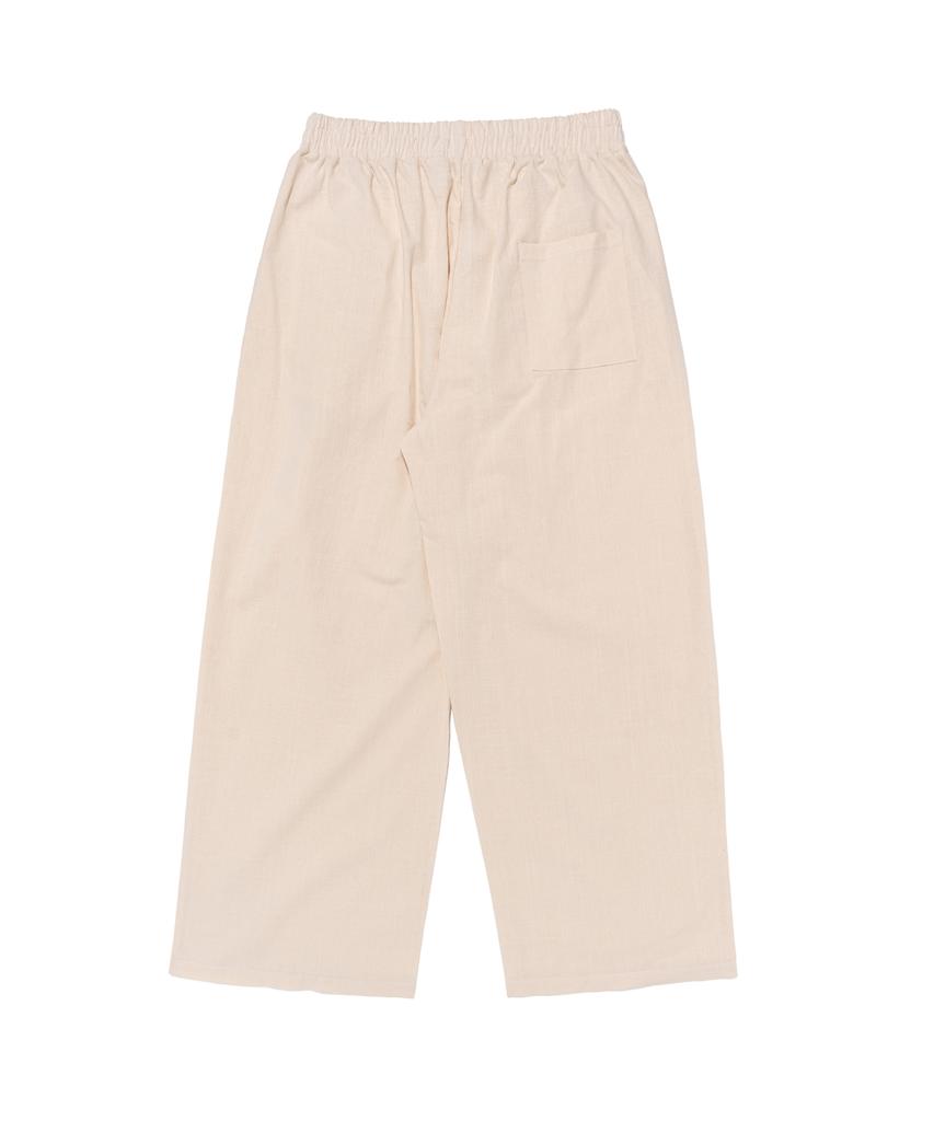 CARGOBROS Linen-Like Pintuck Wide Pants (Beige)