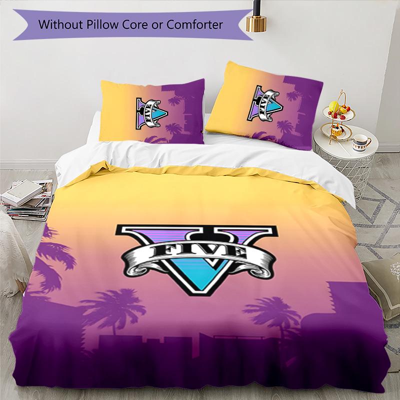 GTA 3pcs Bedding Set Duvet Cover Closure Includes 1 Duvet Cover & 2 Pillowcases for All Seasons Bedroom Home Dorm Decor