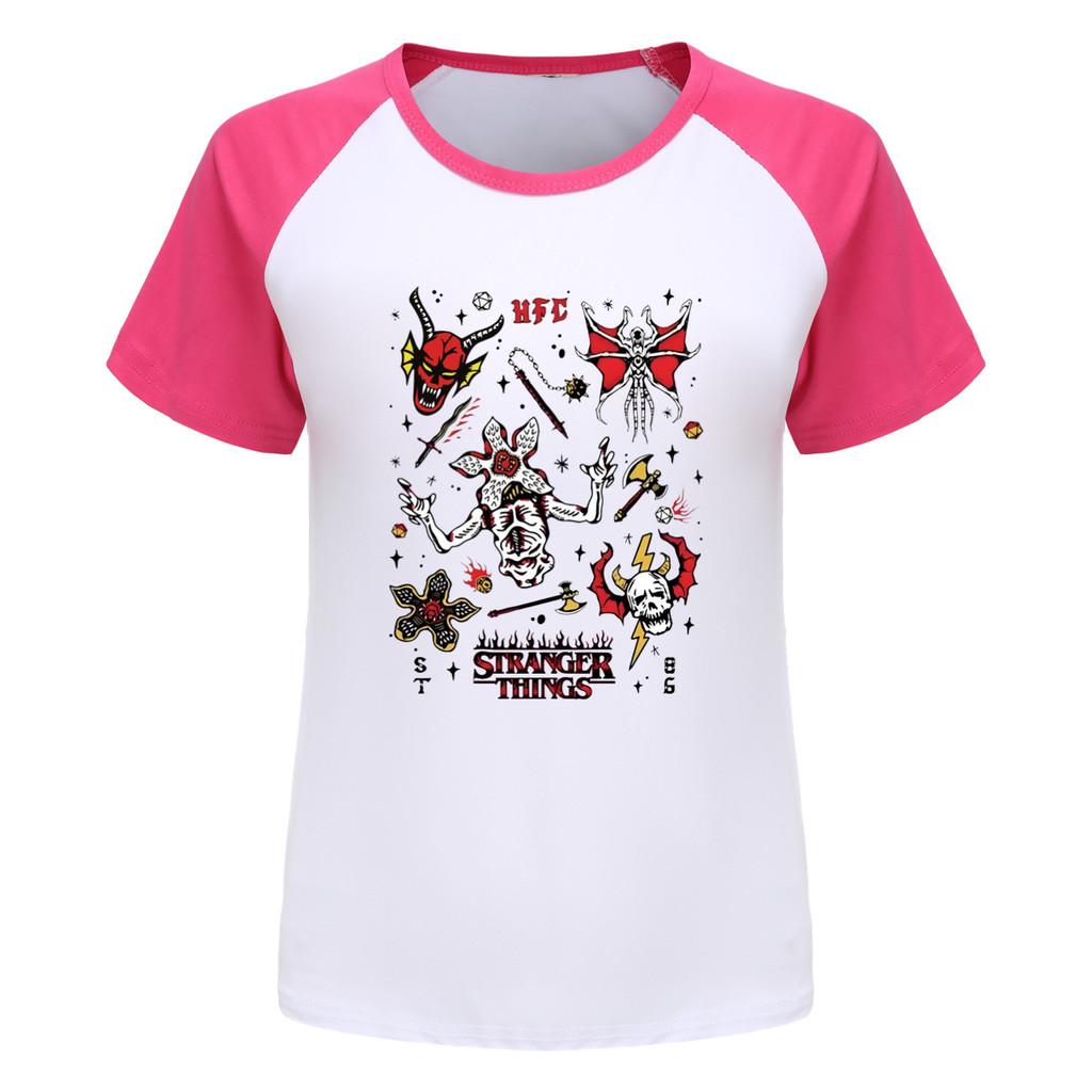 5254 Kids Boys Girls Stranger Print Raglan Short Sleeves T-Shirt