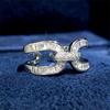 Huitan Dazzling Cross Shaped Opening Rings Women Inlaid Brilliant Cubic Zirconia Luxury Trendy Wedding Bands Party  New