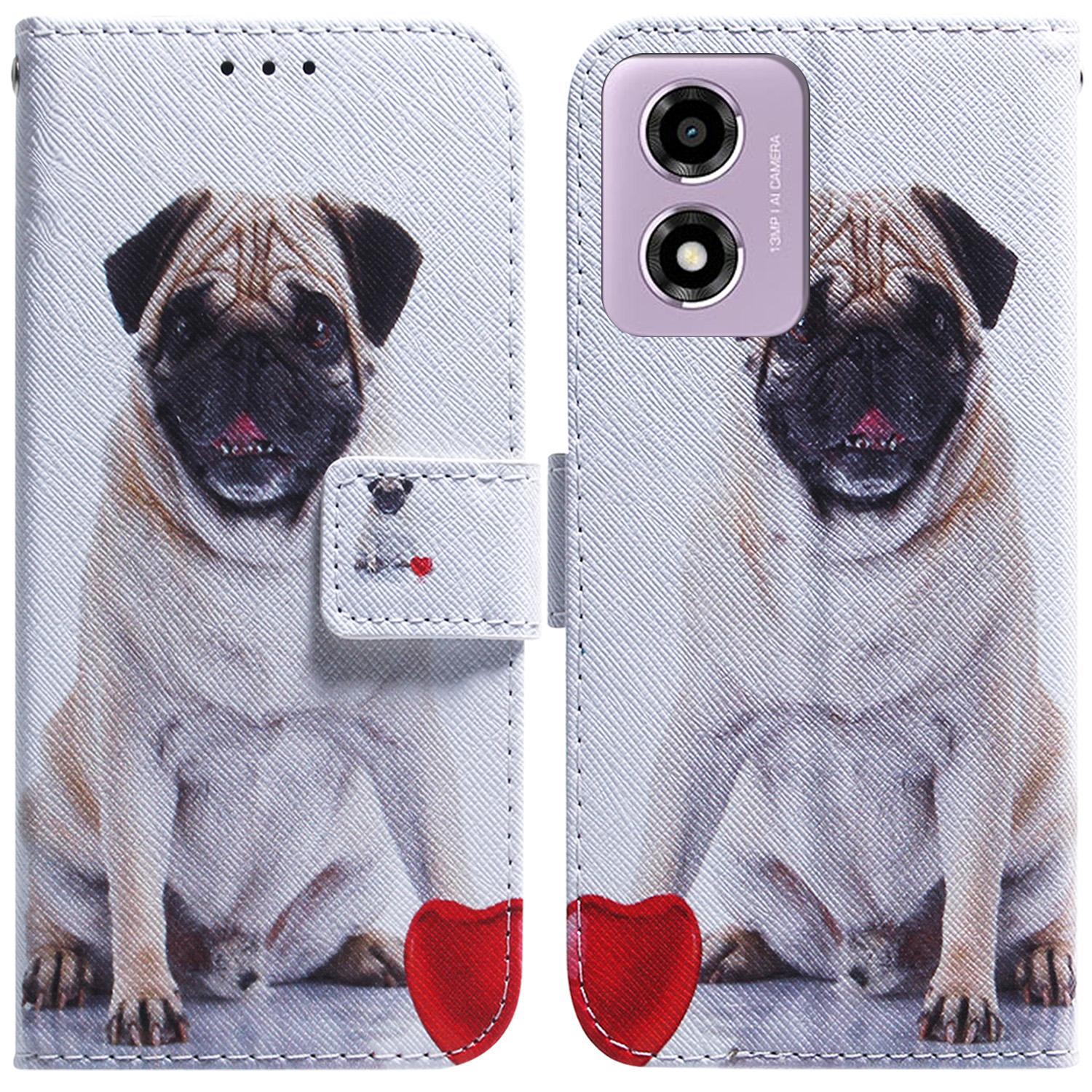 

For Motorola Moto G04s 4G/E14 4G Wallet Phone Case Pattern Print Leather Flip Cover Dog