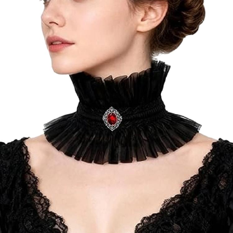 Elegant Lace Ruffle Collar Victorian Stand Collar Decorative Neckwear for Women Party Outfit Masquerades Party Props