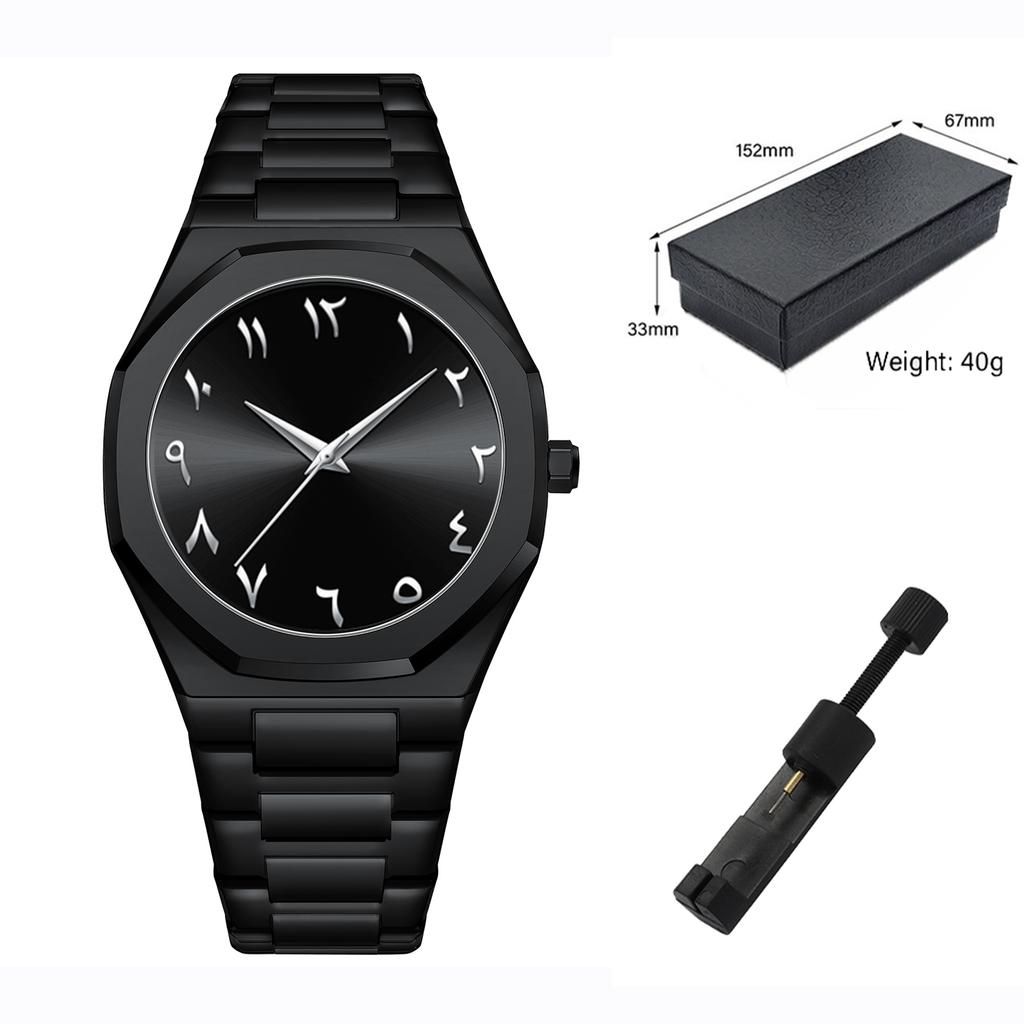 Modern Minimalist Personality Creative All-black Men's Watch Arabic Digital Sports Leisure Alloy Men's Watch Unique Design Watch