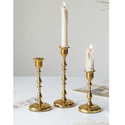 Bougeoirs en Laiton Vintage Ensemble de 3 Base Carrée Support de Bougie Cierge Décoration Ornement Table de Maison Fête de Mariage