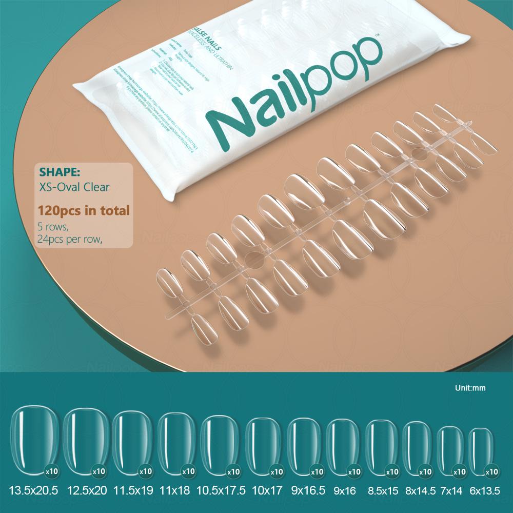 Nailpop Transparent Fake Nail Acrylic Tips Press On Nails Coffin Traceless and Ultrathin False Nails Accessories Tools 120pcs