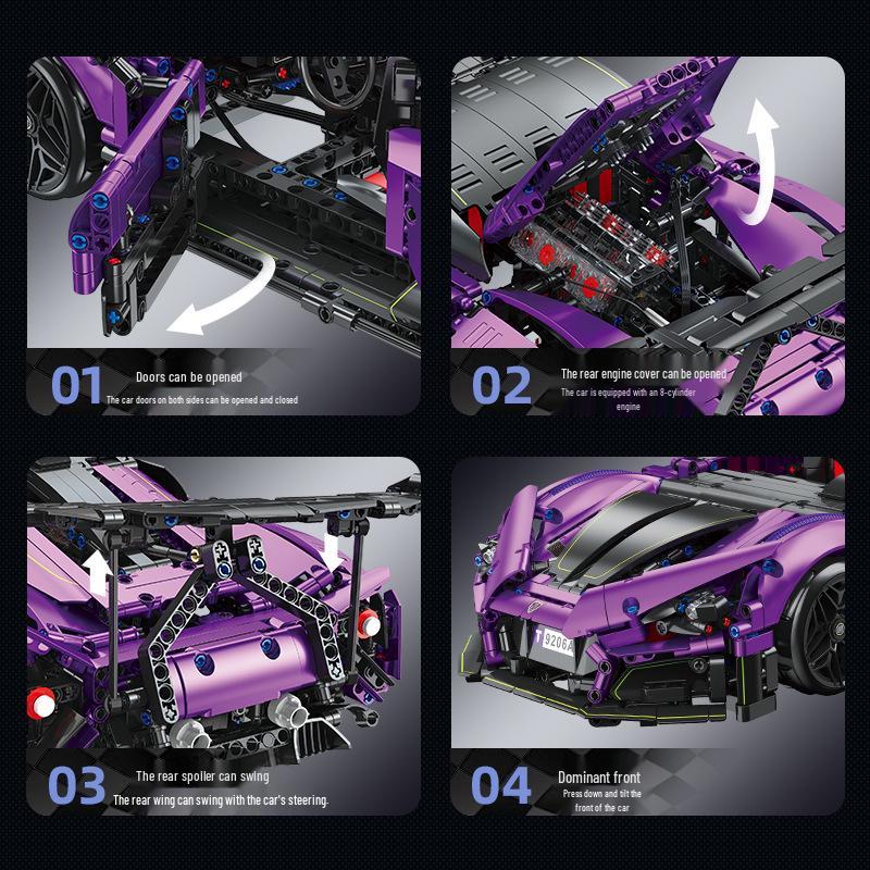 Advanced Mechanical Remote Control Supercar Model - 14+ Educational Building Block Toy