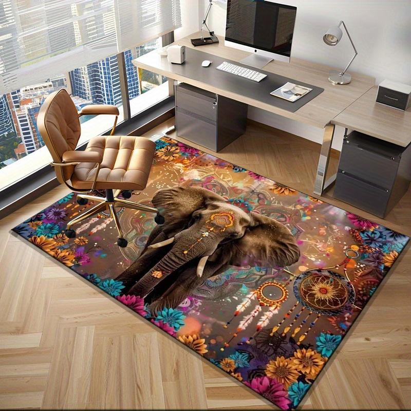 Elephant Mandala Rug: Ethnic Floral Pattern for Bohemian Homes | Vibrant Indian Style Decor | Exotic Animal Theme Carpets