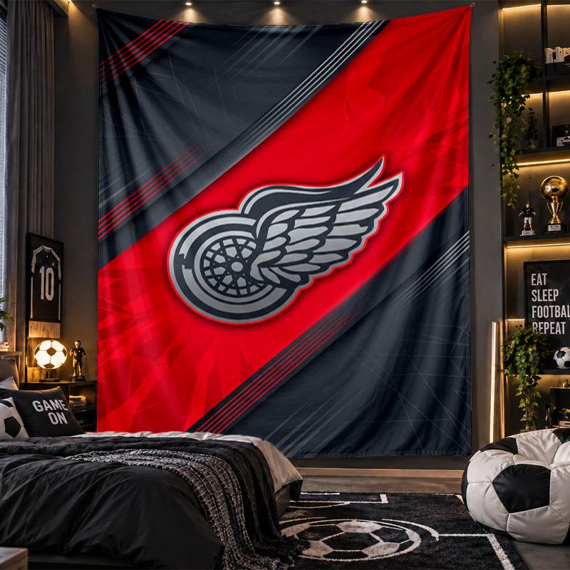 Arazzo da Appendere al Muro Stampa Detroit Red Wings Tessuto per Soggiorno Camera da Letto Decorazione per la Casa