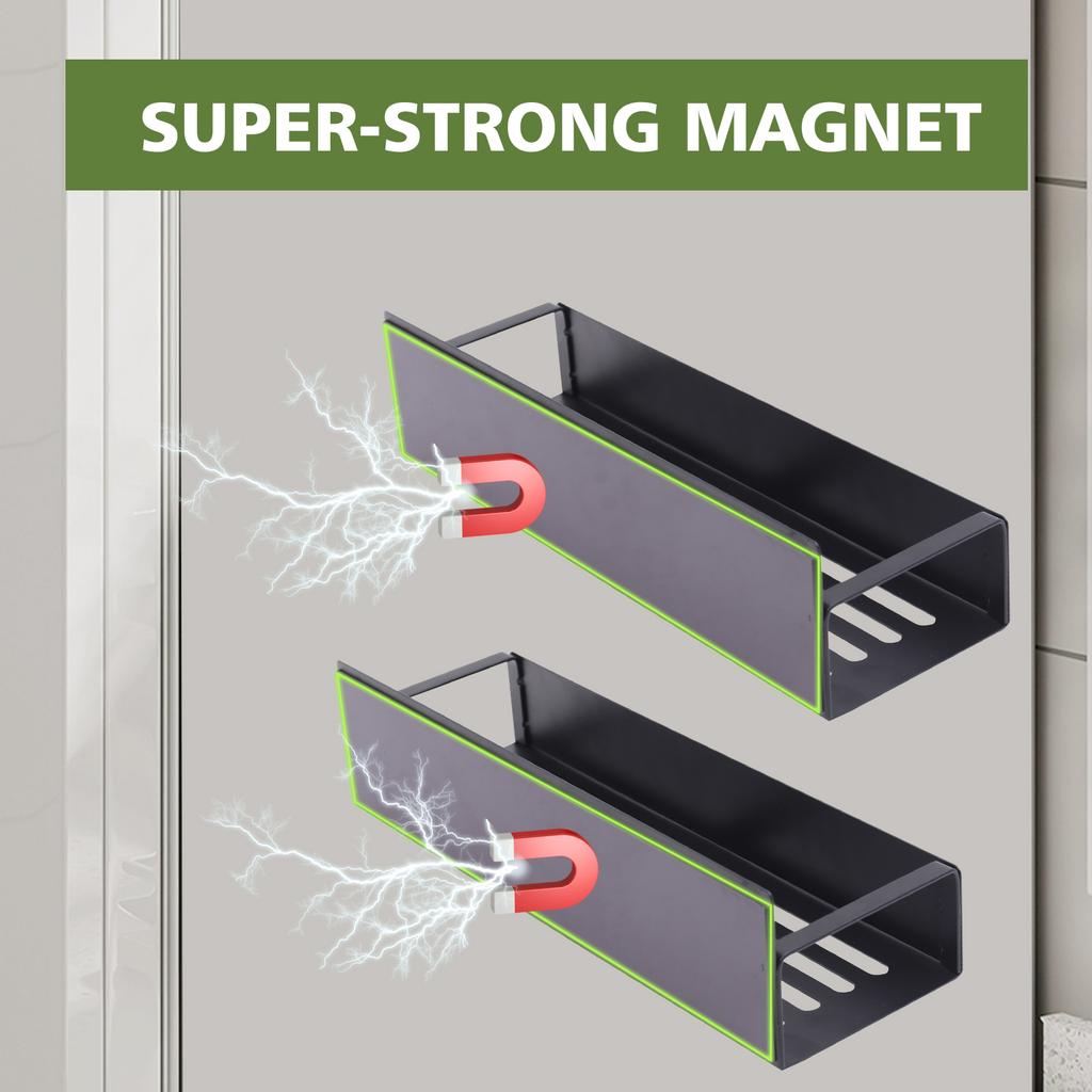 4 Pack Magnetic Spice Rack for Refrigerator Organizer Shelf Storage Moveable Magnetic Shelf Fridge Space Saving Heavy-Duty Back