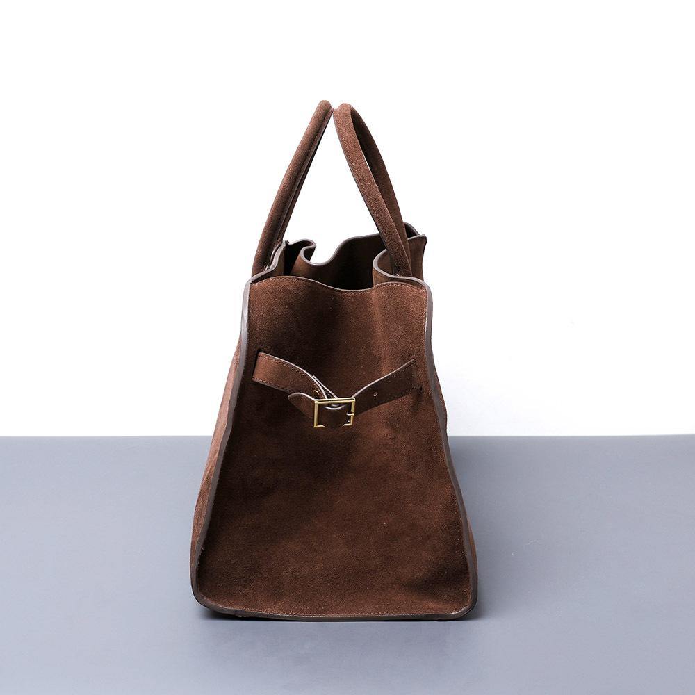 Leather Maillard Leather Velvet Top Tote Bag Women'S Large Capacity Cowhide Commuter Shoulder Bag