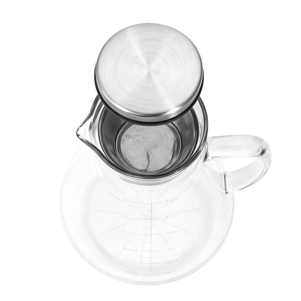 Cold Brew Coffee Maker with Stainless Steel Filter Borosilicate Glass Sealed Cold Brew Coffee Pitcher Jar for Ice