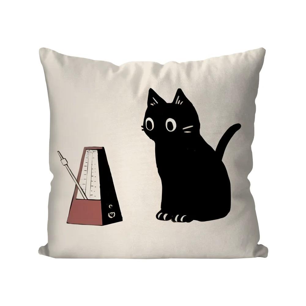 Cartoon Black Cat Print Decorative Pillowcase Bedding Home Decorative Cushion Pillowcase