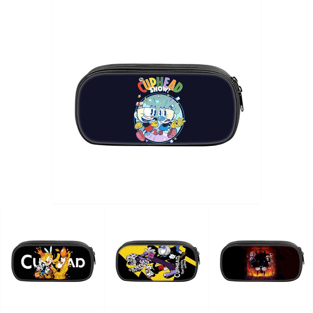 Cuphead Cartoon Pen Case Nylon Storage Pouch For Students And Kids