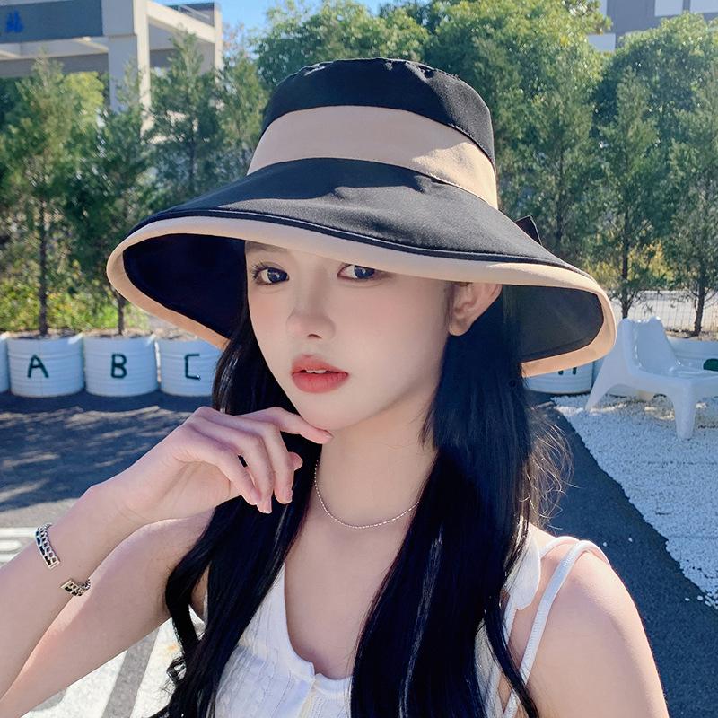 

Весенне-осенняя новая хлопковая шляпа женственность бант широкие поля шляпа-ведро летний солнцезащитный козырек One Size