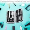 8 Pcs Stainless Steel Nail Scissors Cutter Clippers Set Fingernail Toenail (Black)