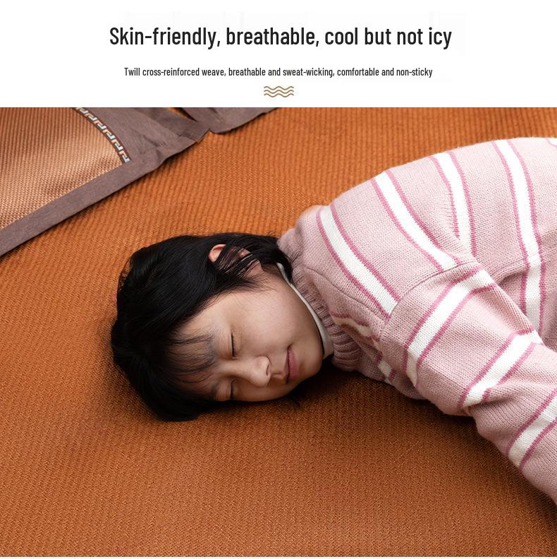 Foldable Double-Sided Ice Silk Summer Rattan Tatami Bamboo Mat