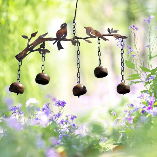 Yousheng Sitzvogel Hängendes Windspiel Wetterfestes Vintage Metall Windglocke Outdoor Garten Terrasse Hängende Windglocke Dekoration Ornament