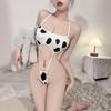Conjunto de Lencería Erótica Ailu con Estampado de Vaca y Espalda Descubierta