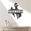 Metal Cowboy Bronco Wall Art Modern Western Decor Personalized Initial Sign