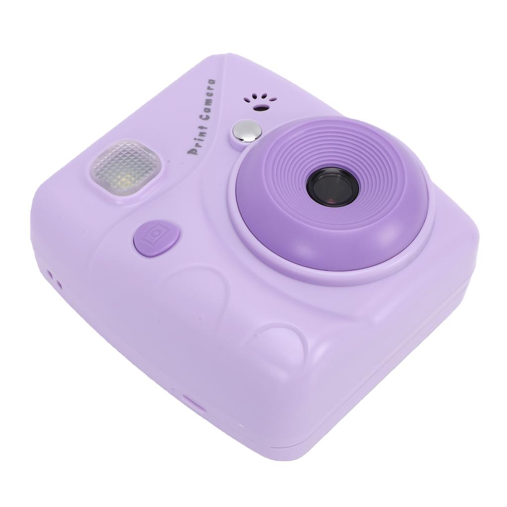 Instant Print Camera 1080P 48MP Digital Camera with 2.4 Inch Screen 2 Rolls Printing Paper 1500mAh Battery Purple