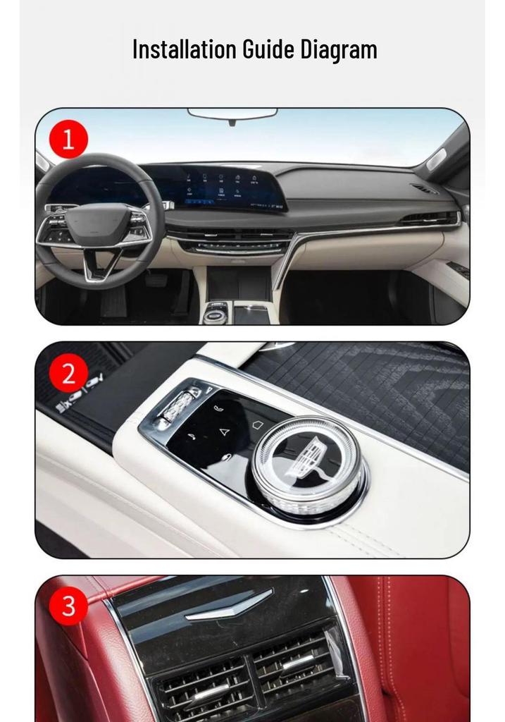 New Cadillac CT6 Interior TPU Protective Film: Center Console, Gear Shift, and Navigation.
