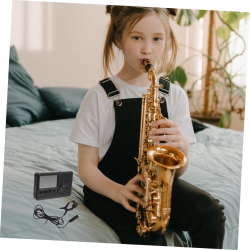 Alasum 1-Set Tuner for Brass Band Instruments, Flute, Trumpet, Bass, Trombone, Clarinet, Tuning Tool, Plastic, Black, No Battery