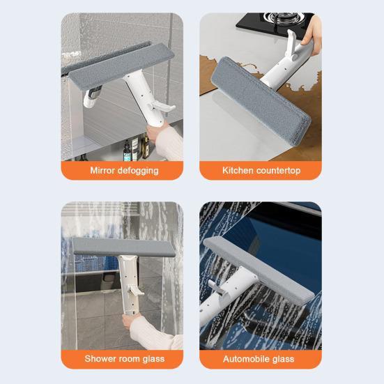 Window Scraper with Double Scraping Strips Extended Pole Side Spray