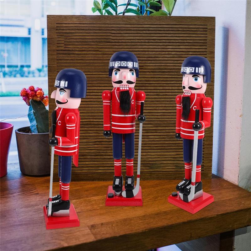 Christmas Hockey Player Holiday Wooden Nutcracker Puppet Sports Ornaments Table Centerpiece Friends Gift