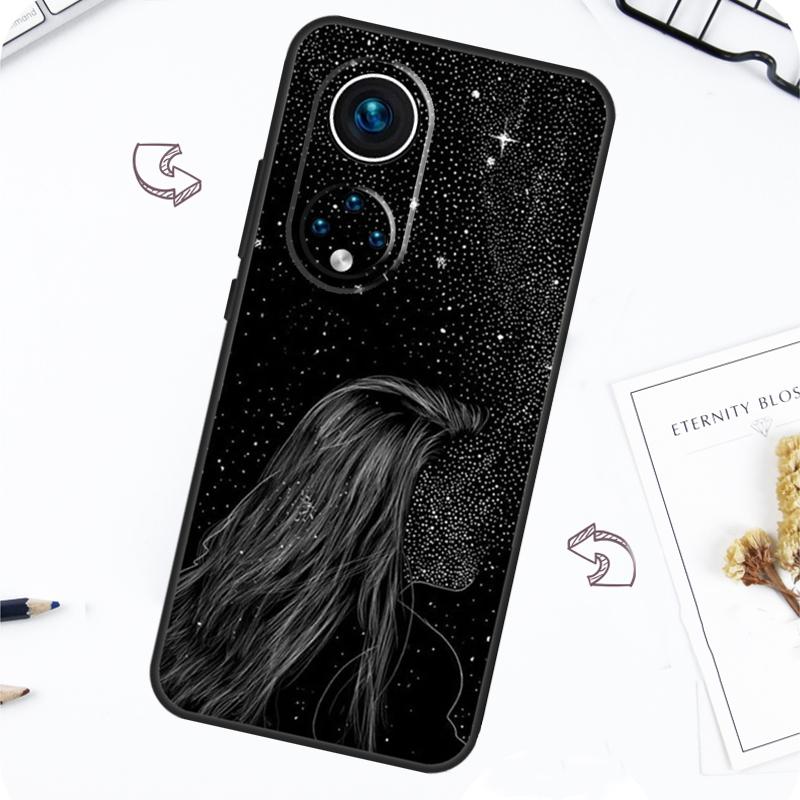 Black White Galaxys Aesthetic Case For Honor Magic 7 Lite 5 6 Pro Honor 200 50 70 90 Lite X8b X9a X8a X8 X9 X9c X9b Cover