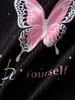 Printed Design Pink Butterfly Be Yourself Print Elegant Style Casual Style Hooded Zipper Style Ladies' Casual Jacket