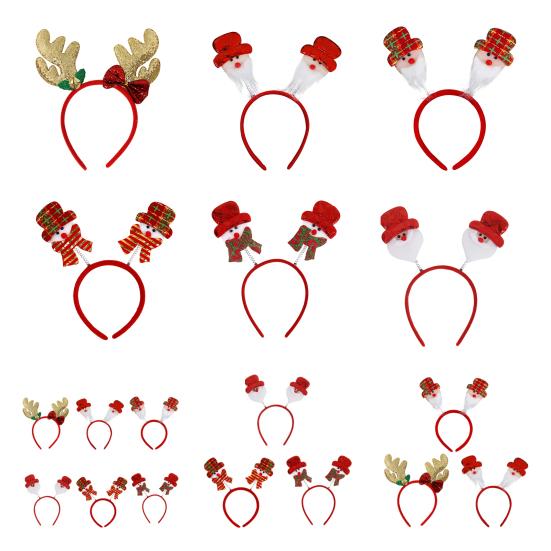 Christmas Hairband for Adults Kids Festive Hair Accessory Santa Claus Snowman Hairband for All Ages Xmas Parties Dress-up