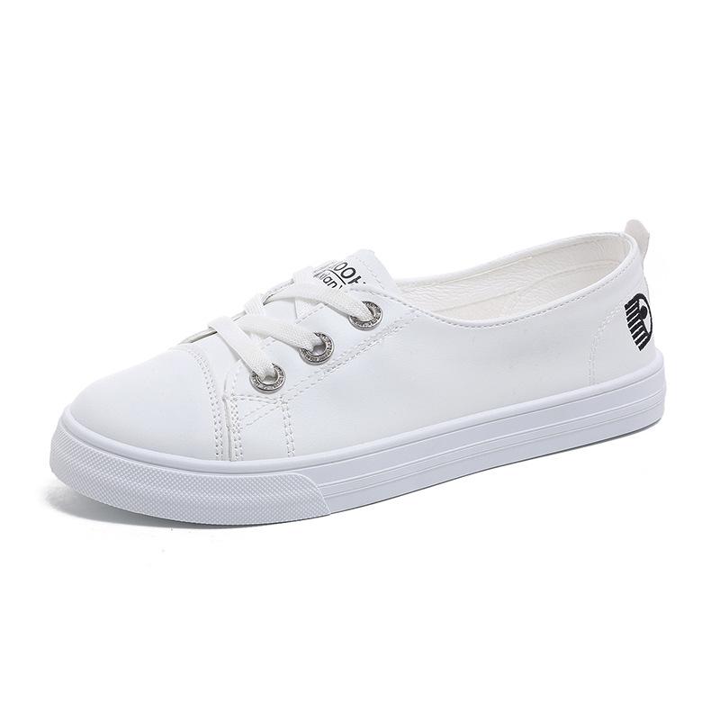 

New leather white shoes versatile flat two wear one pedal casual women s single shoes spring and autumn solid color shoes 40 білий