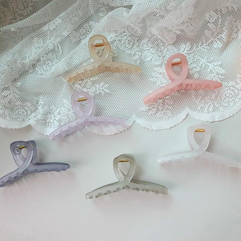 Women s Summer Transparent Pastel Half-Up Hair Clip A29693_Pink