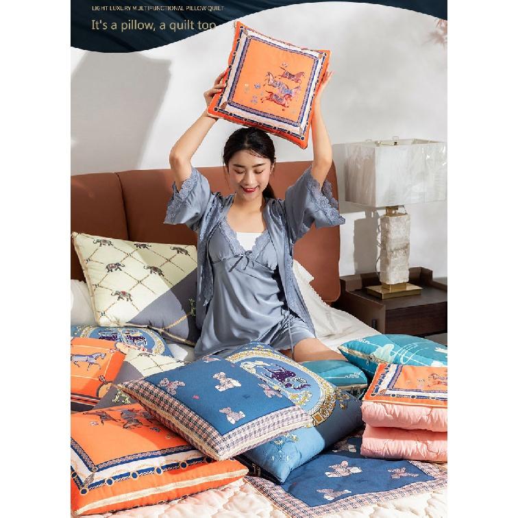 Chinese Style Pillow Quilt Dual-use Car Office Blanket High Quality Cotton Portable Foldable Quilt
