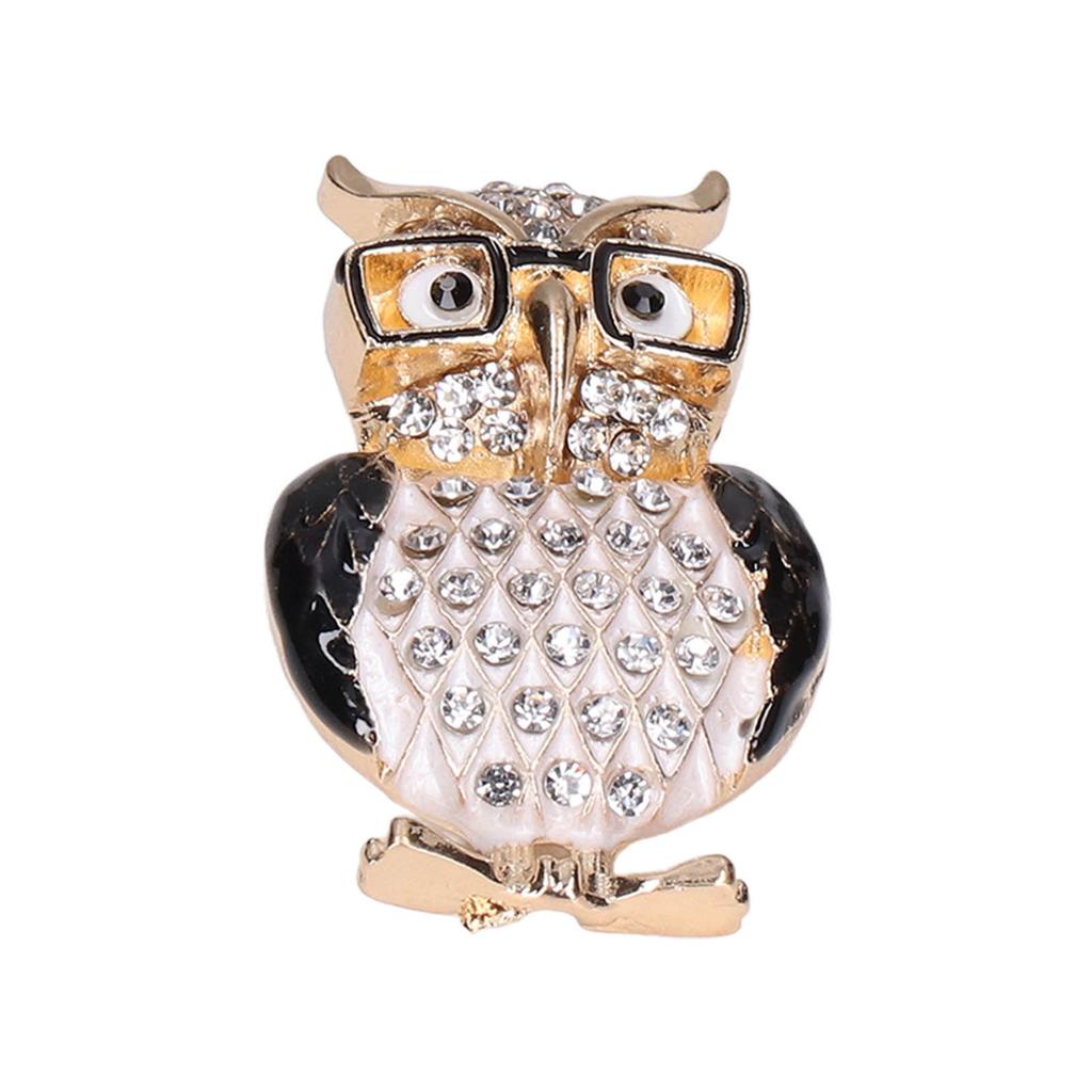 Spectacles Owl Brooch Alloy Rhinestone Cute Animal Brooch for Women Girls Festival Jewelry Gift