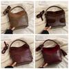 Shoulder Bag Faux Suede Bucket Bag Handbag Solid Color Tote Bag Trendy Slouchy Hobo Bags  Girls