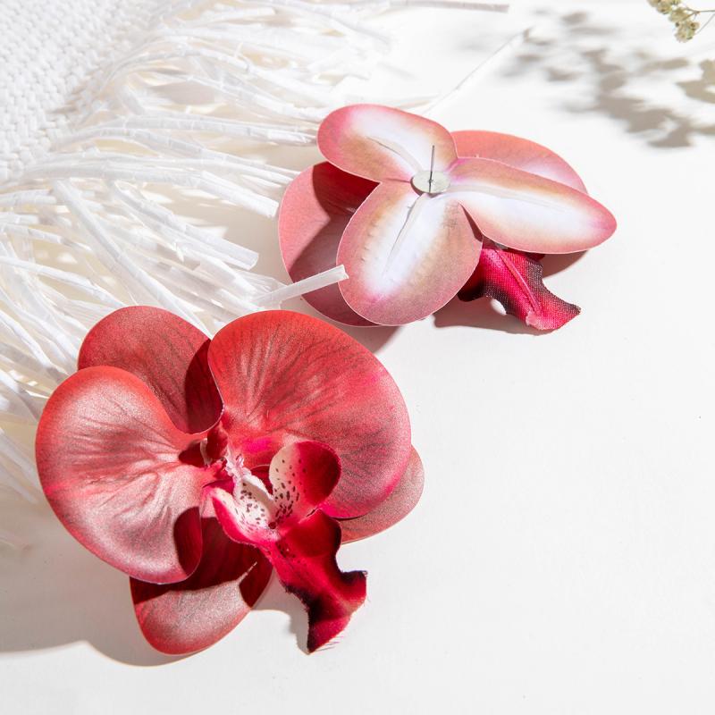 Exquisite Phalaenopsis Orchid Lily Stud Earrings for Women Girls Exaggerated Simulation Flower Earrings Wedding Jewelry Gifts